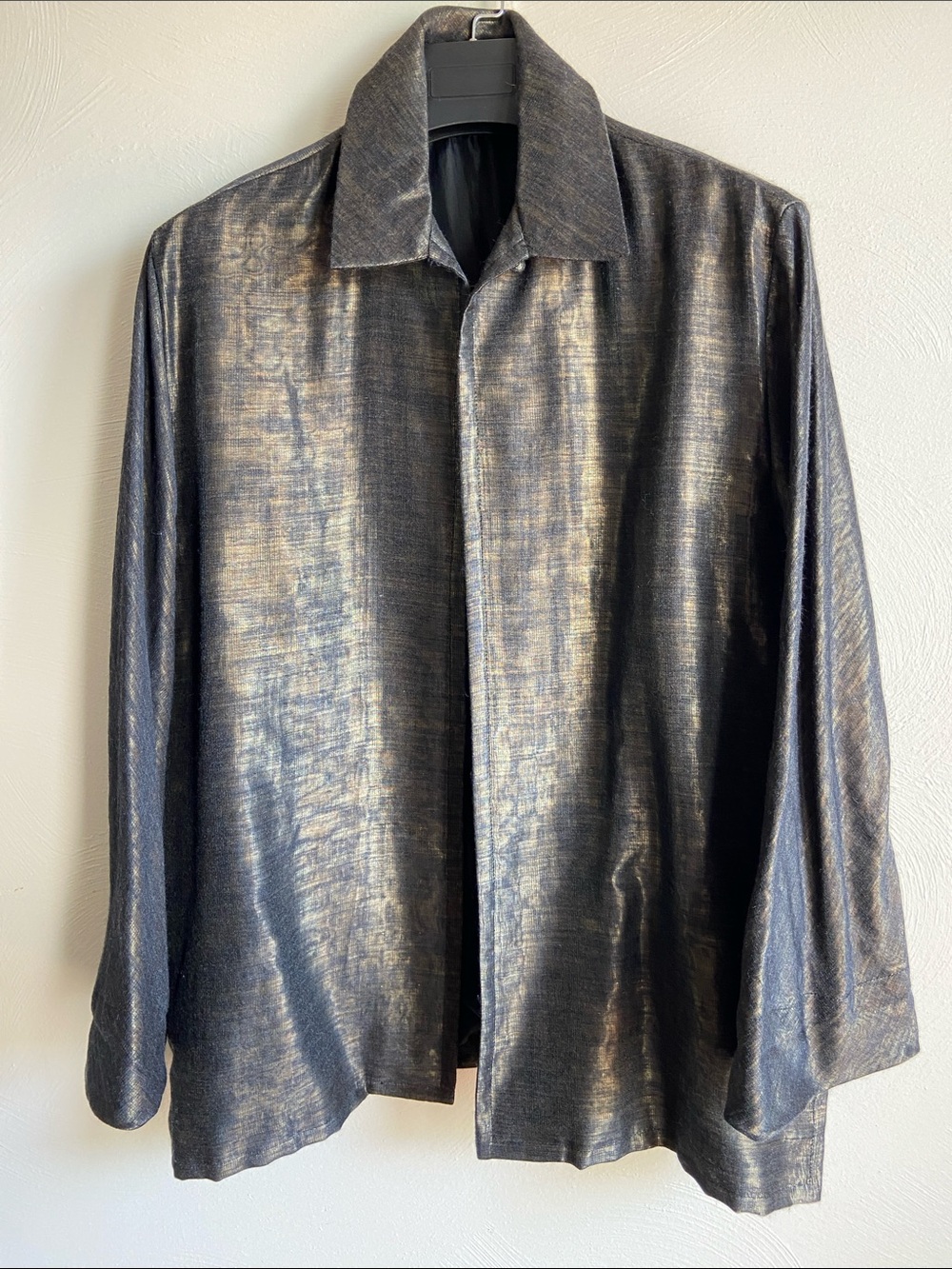 Women Shimmer Black Lightweight Shirt Jacket